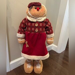 Festive Gingerbread Plush Doll in Red Dress